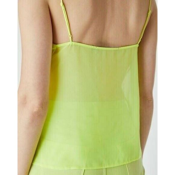 $148 J BRAND Lucy Silk Cami Tank Top SOLD OUT Designer Neon Yellow FORSYTHIA M - Picture 6 of 12